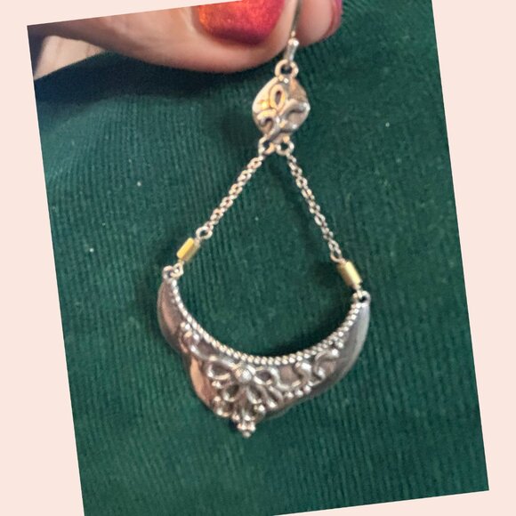 EUC Silpada Swing of Things Engraved .925 Sterling Silver & Brass Earrings W3152 - Picture 5 of 5